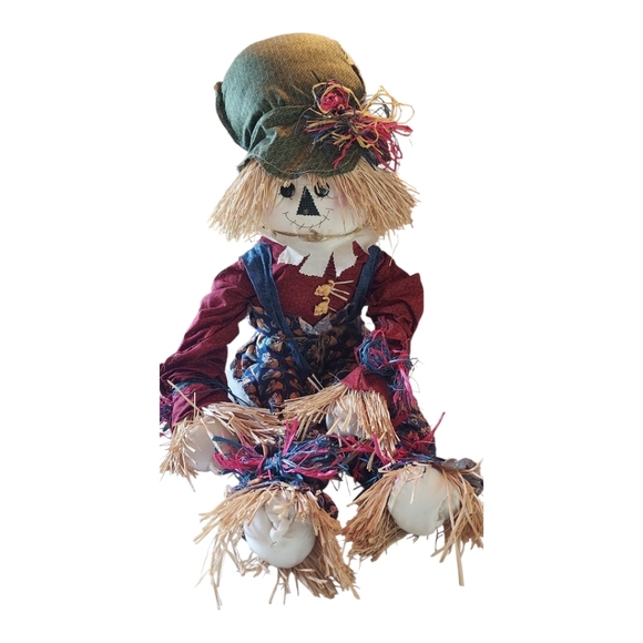 Adorable 40" Handcrafted Plush Scarecrow~Cat Pattern - Picture 3 of 7